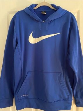 Nike Blue Pullover Hoodie with White Swoosh